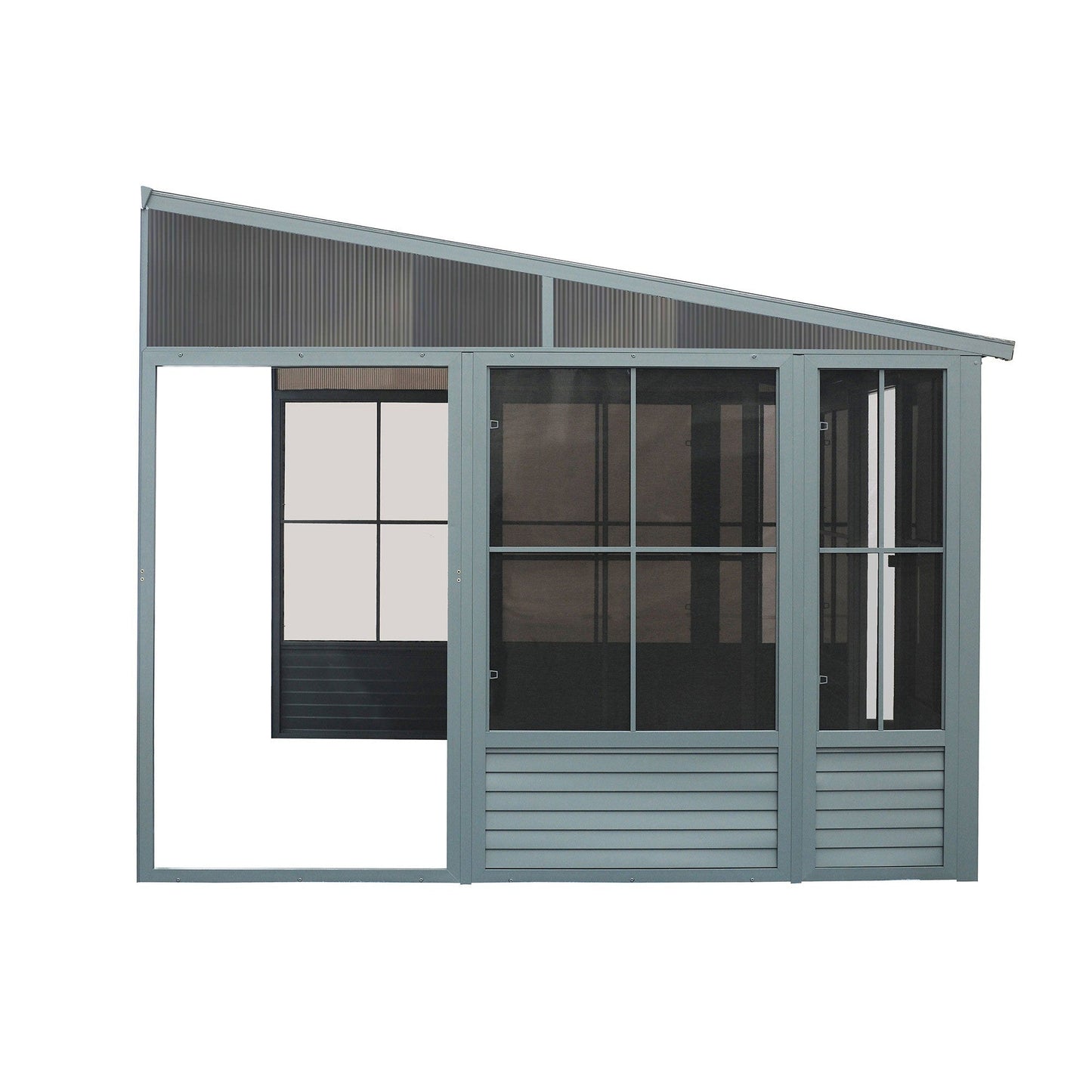 Florence Aluminum Wall Mounted Sunroom Metal Roof 10 x 12 ft. | Gazebo PenGuin-Delightful Yard