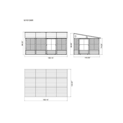 Florence Aluminum Wall Mounted Sunroom Metal Roof 10 x 16 ft. | Gazebo PenGuin-Delightful Yard