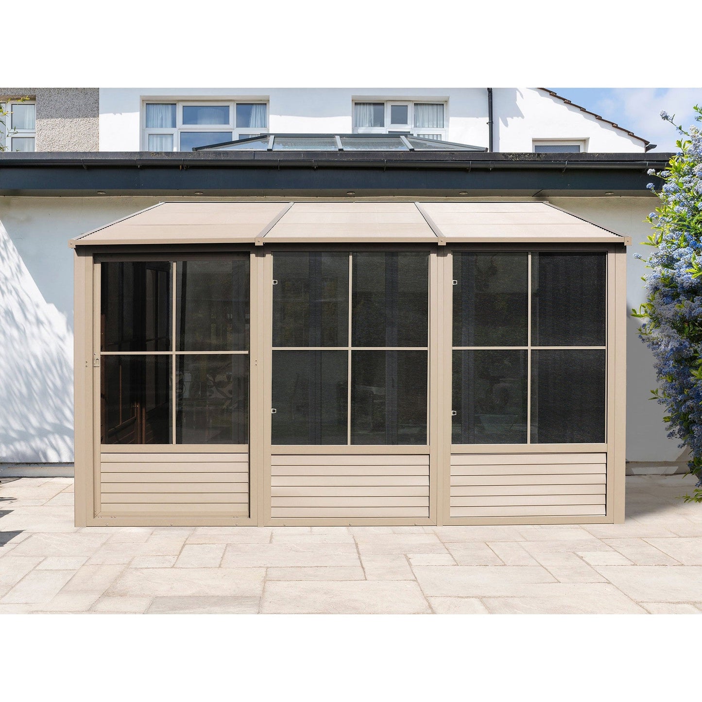Florence Aluminum Wall Mounted Sunroom Metal Roof 10 x 16 ft. | Gazebo PenGuin-Delightful Yard