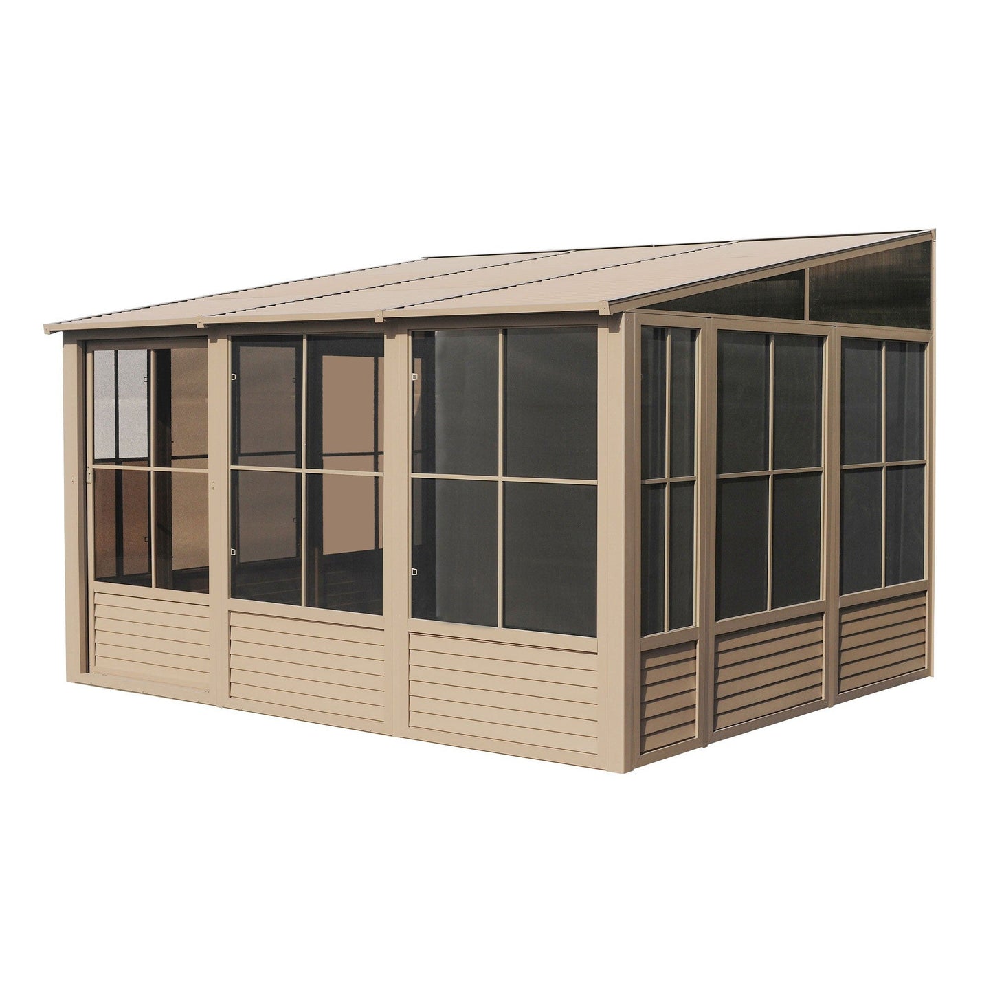 Florence Aluminum Wall Mounted Sunroom Metal Roof 10 x 16 ft. | Gazebo PenGuin-Delightful Yard