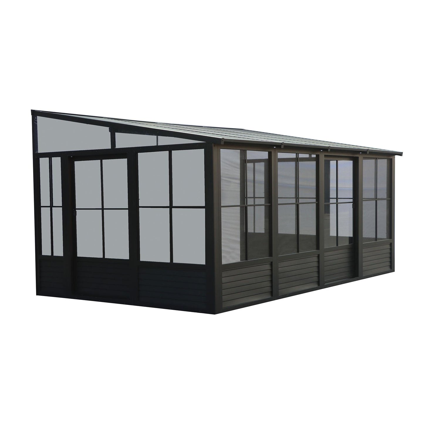 Florence Aluminum Wall Mounted Sunroom Metal Roof 10 x 16 ft. | Gazebo PenGuin-Delightful Yard