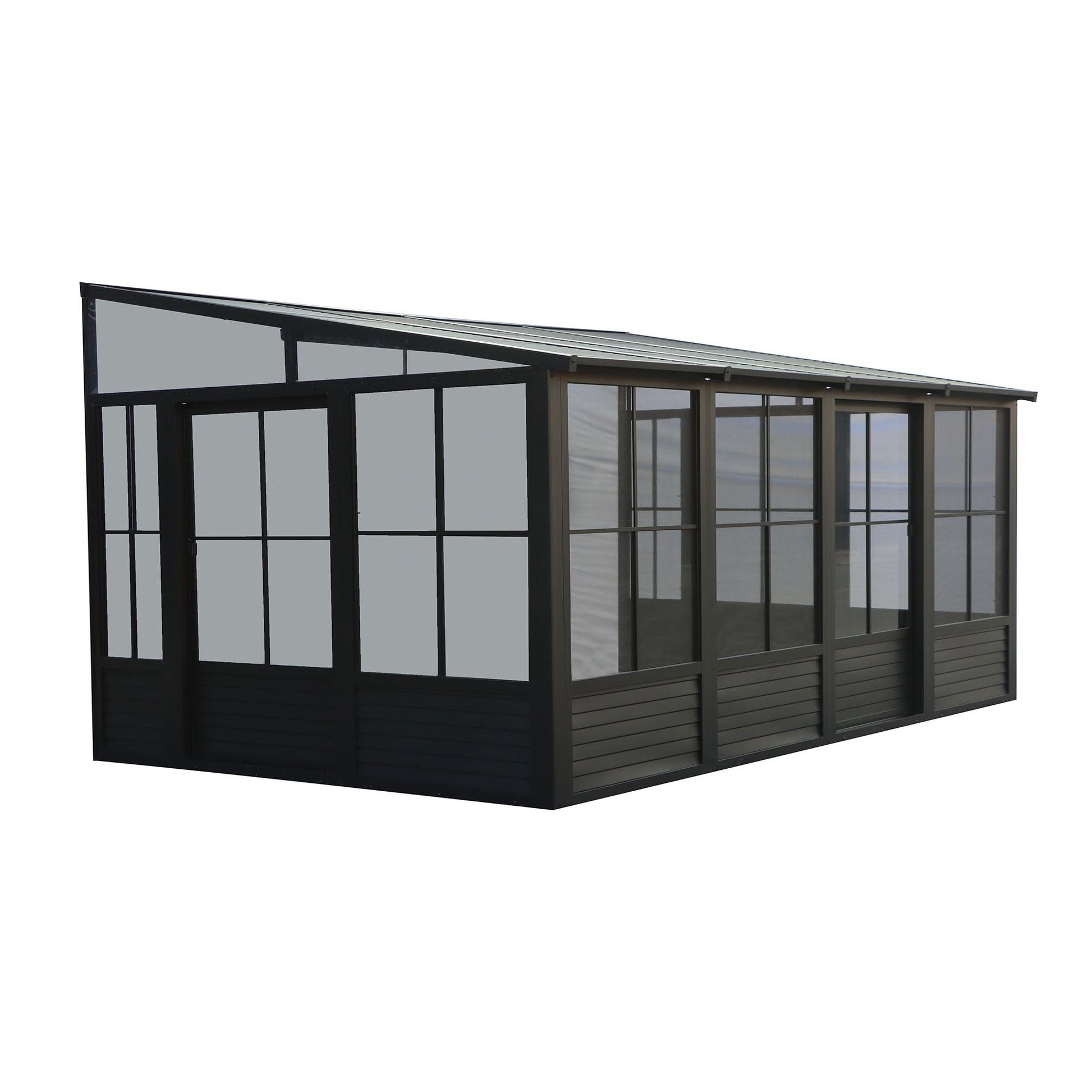 Florence Aluminum Wall Mounted Sunroom Metal Roof 10 x 16 ft. | Gazebo PenGuin-Delightful Yard