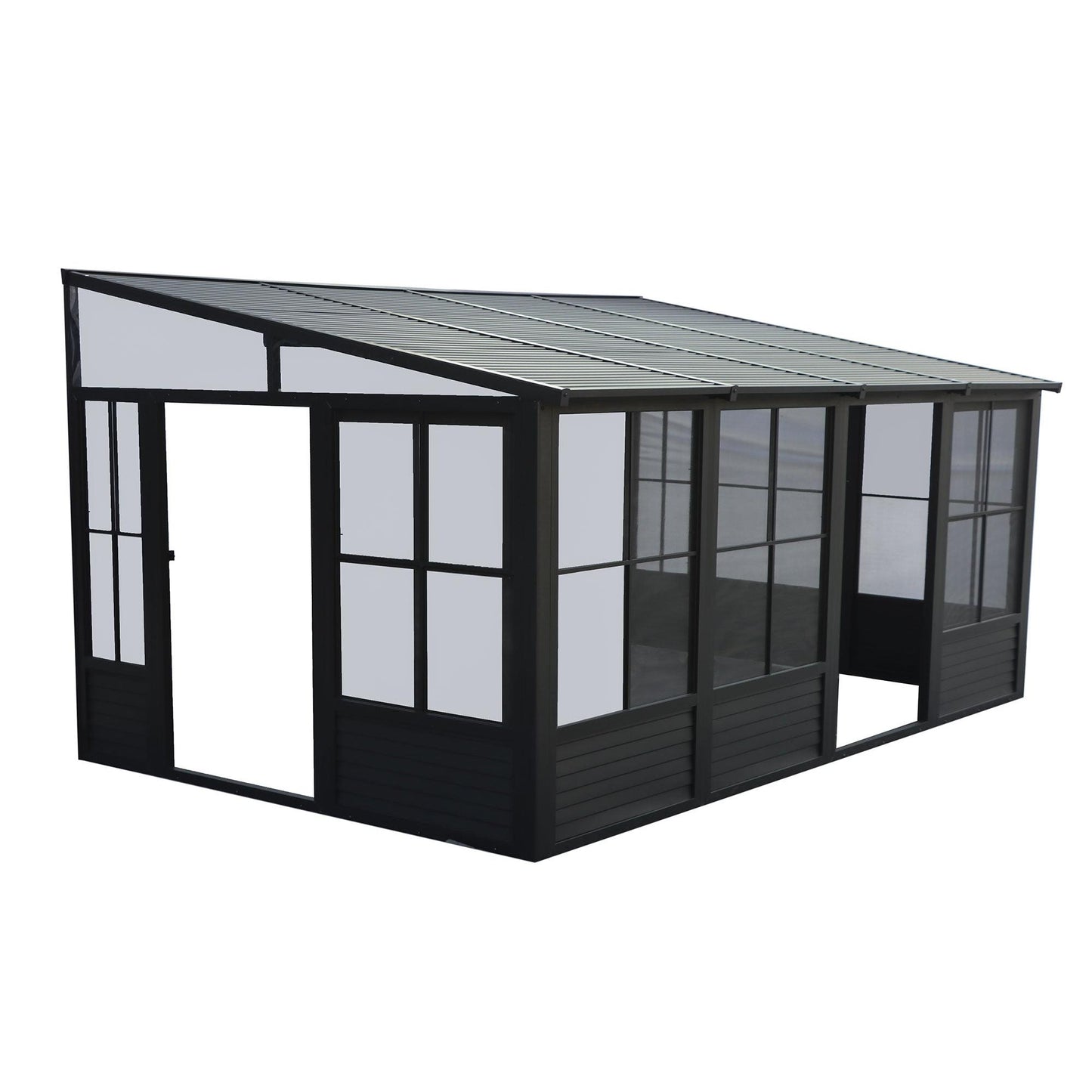 Florence Aluminum Wall Mounted Sunroom Metal Roof 10 x 16 ft. | Gazebo PenGuin-Delightful Yard