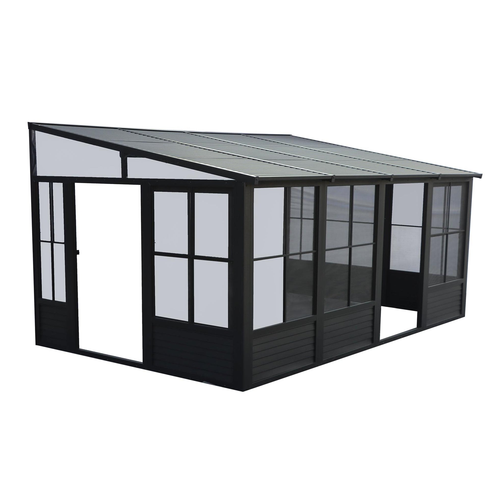 Florence Aluminum Wall Mounted Sunroom Metal Roof 10 x 16 ft. | Gazebo PenGuin-Delightful Yard