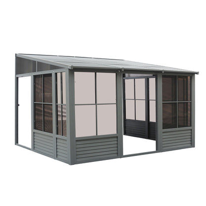 Florence Aluminum Wall Mounted Sunroom Metal Roof 10 x 16 ft. | Gazebo PenGuin-Delightful Yard