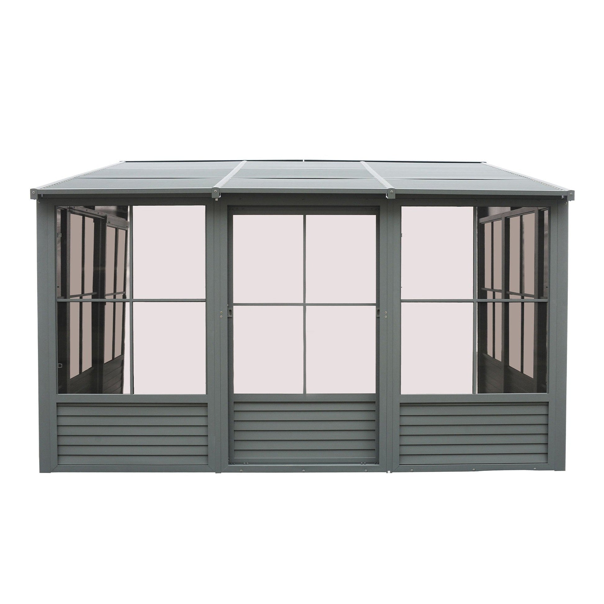 Florence Aluminum Wall Mounted Sunroom Metal Roof 10 x 16 ft. | Gazebo PenGuin-Delightful Yard