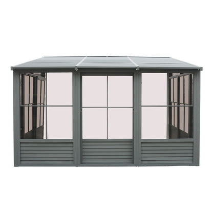 Florence Aluminum Wall Mounted Sunroom Metal Roof 10 x 16 ft. | Gazebo PenGuin-Delightful Yard