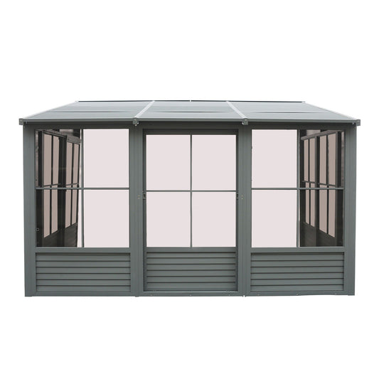 Florence Aluminum Wall Mounted Sunroom Metal Roof 10 x 16 ft. | Gazebo PenGuin-Delightful Yard