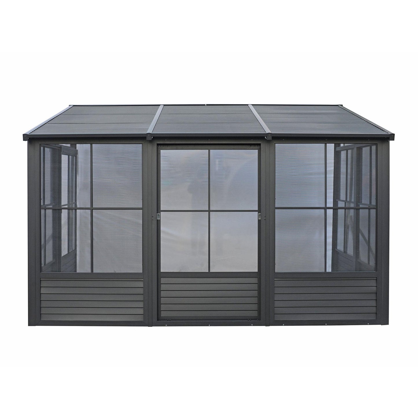 Florence Aluminum Wall Mounted Sunroom Metal Roof 10 x 12 ft. | Gazebo PenGuin-Delightful Yard