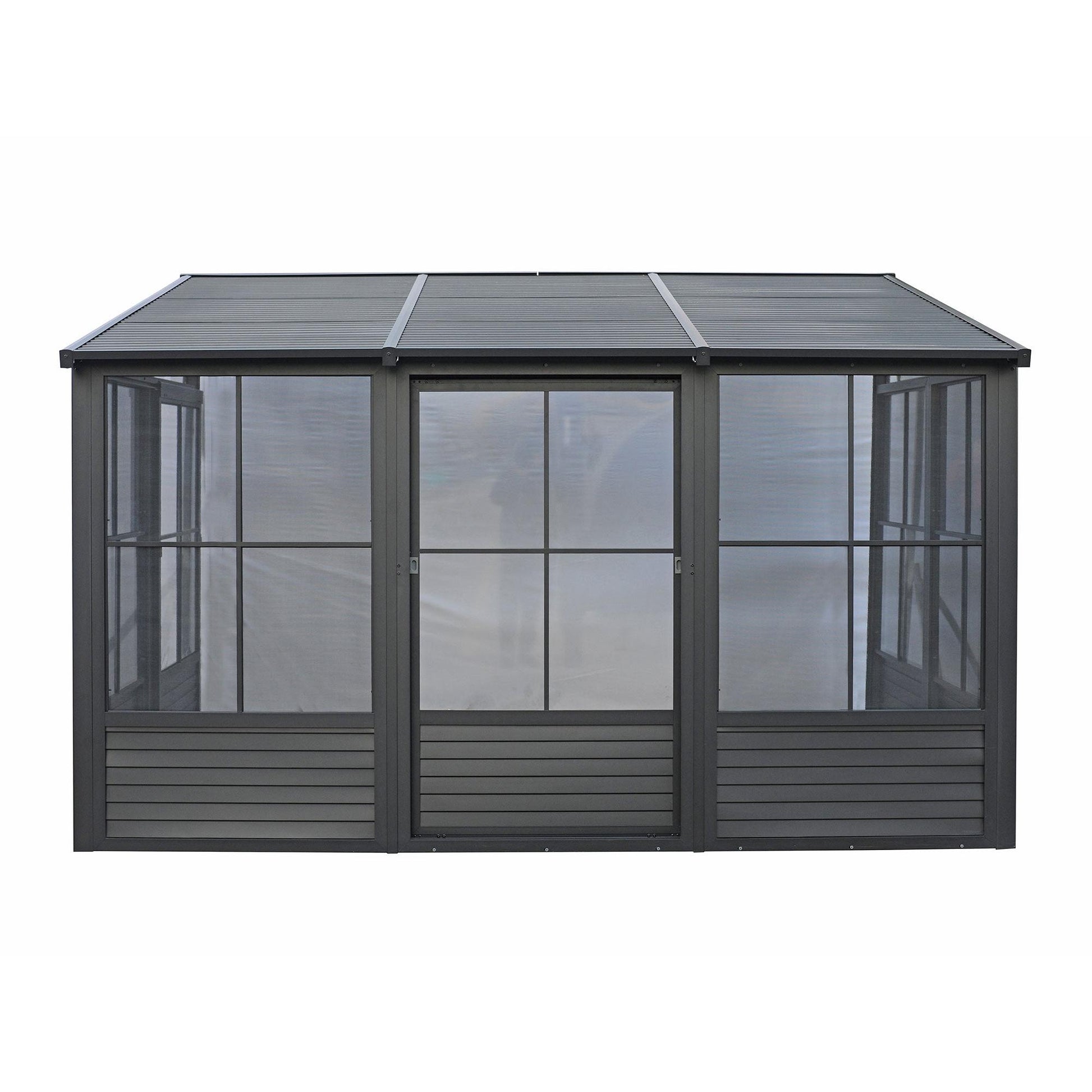 Florence Aluminum Wall Mounted Sunroom Metal Roof 10 x 12 ft. | Gazebo PenGuin-Delightful Yard