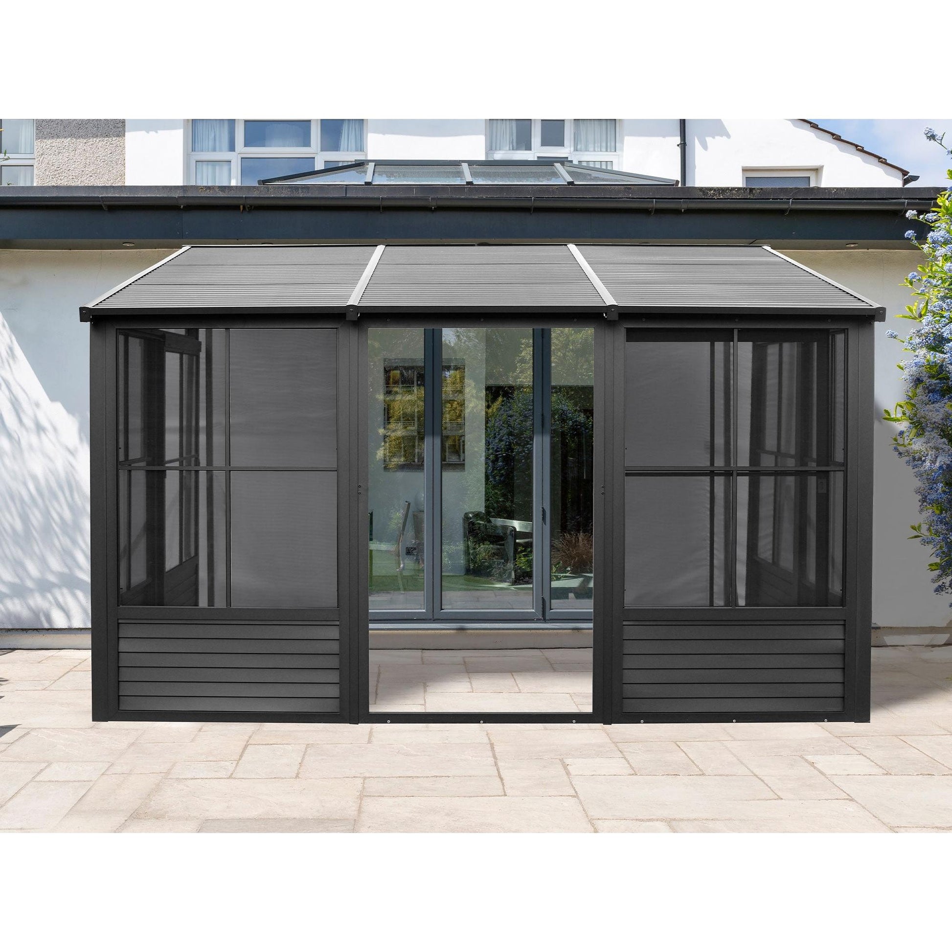 Florence Aluminum Wall Mounted Sunroom Metal Roof 10 x 12 ft. | Gazebo PenGuin-Delightful Yard