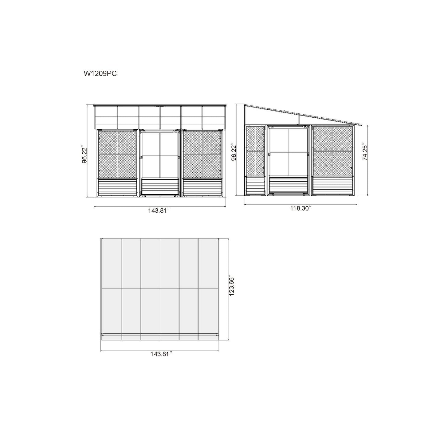 Florence Aluminum Wall Mounted Sunroom PC Roof 10 x 12 ft. | Gazebo PenGuin-Delightful Yard