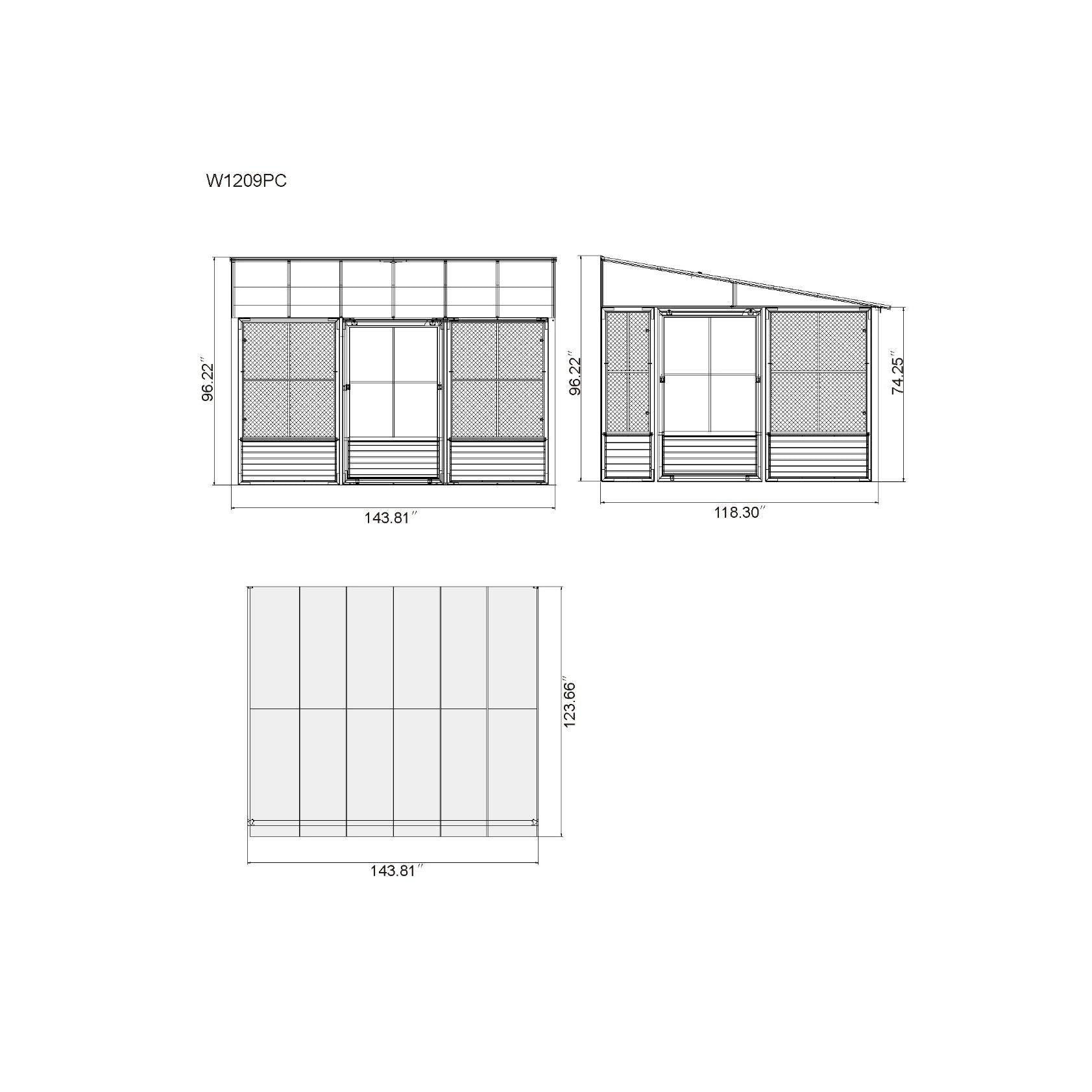 Florence Aluminum Wall Mounted Sunroom PC Roof 10 x 12 ft. | Gazebo PenGuin-Delightful Yard