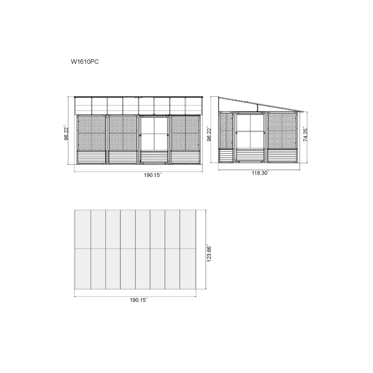 Florence Aluminum Wall Mounted Sunroom PC Roof 10 x 16 ft. | Gazebo PenGuin-Delightful Yard