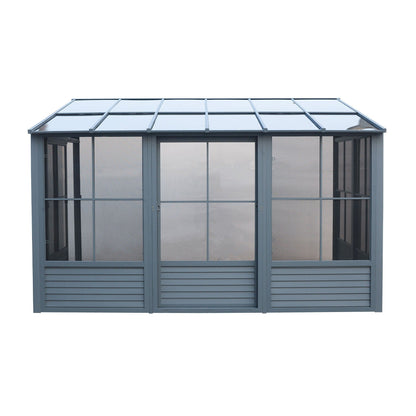 Florence Aluminum Wall Mounted Sunroom PC Roof 10 x 16 ft. | Gazebo PenGuin-Delightful Yard