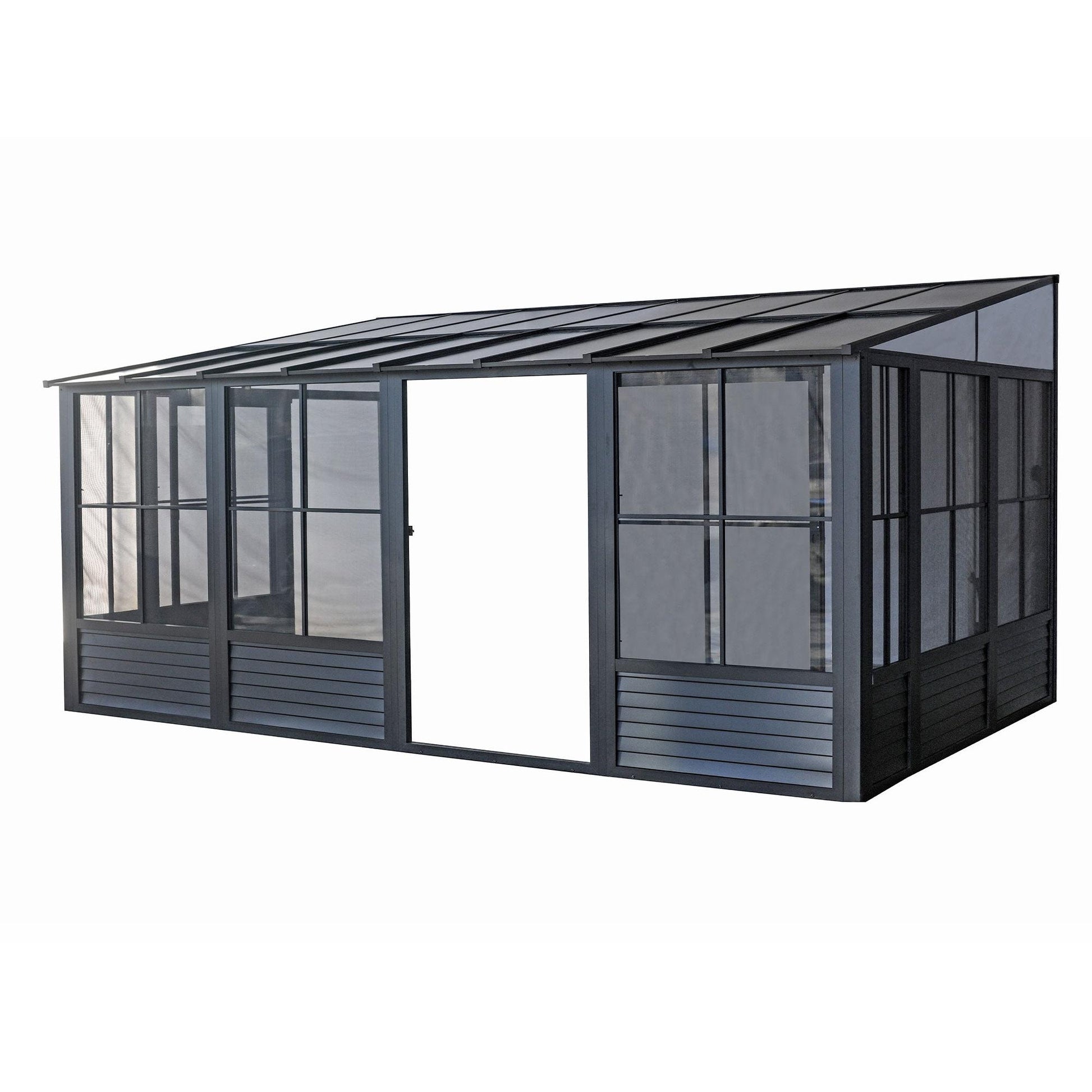Florence Aluminum Wall Mounted Sunroom PC Roof 10 x 16 ft. | Gazebo PenGuin-Delightful Yard