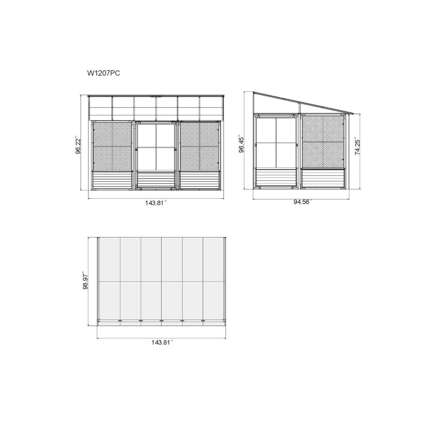 Florence Aluminum Wall Mounted Sunroom PC Roof 8 x 12 ft. | Gazebo PenGuin-Delightful Yard