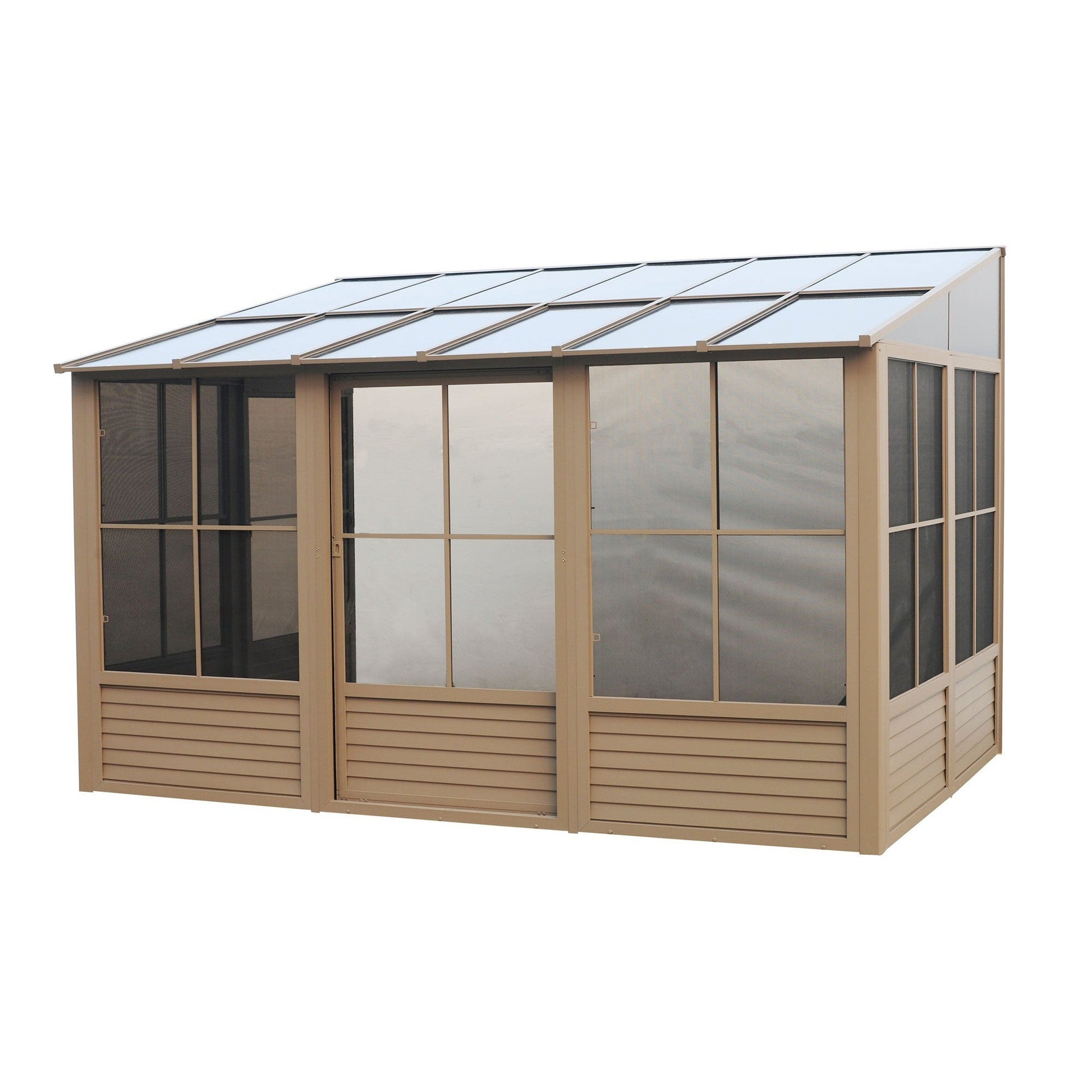 Florence Aluminum Wall Mounted Sunroom PC Roof 8 x 12 ft. | Gazebo PenGuin-Delightful Yard