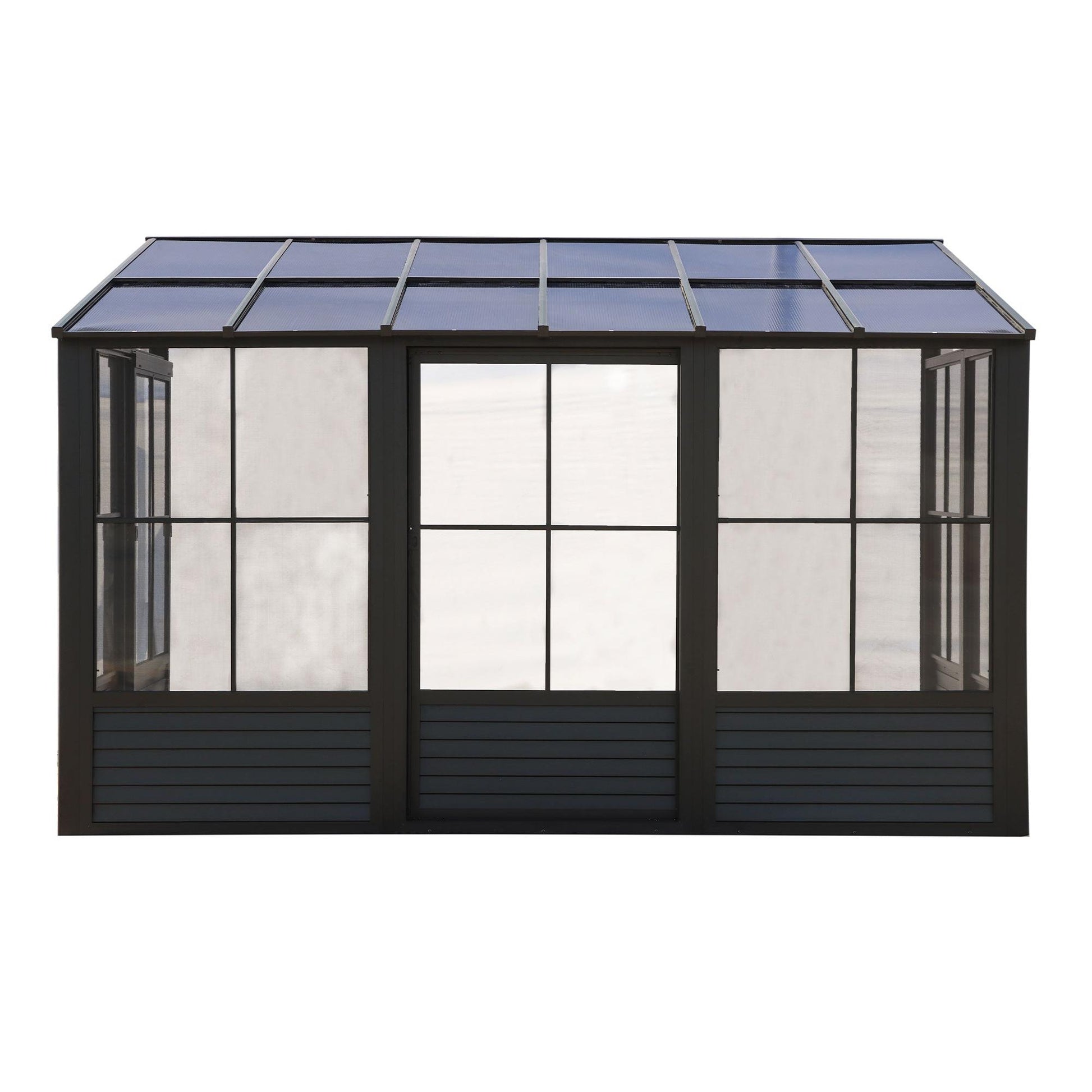 Florence Aluminum Wall Mounted Sunroom PC Roof 8 x 12 ft. | Gazebo PenGuin-Delightful Yard