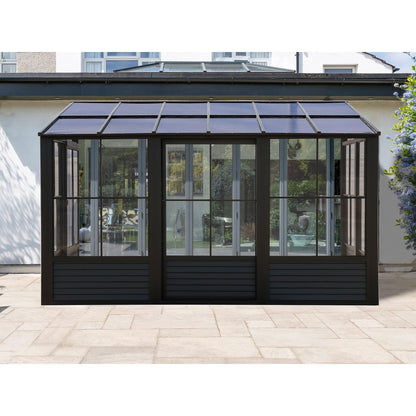 Florence Aluminum Wall Mounted Sunroom PC Roof 8 x 12 ft. | Gazebo PenGuin-Delightful Yard