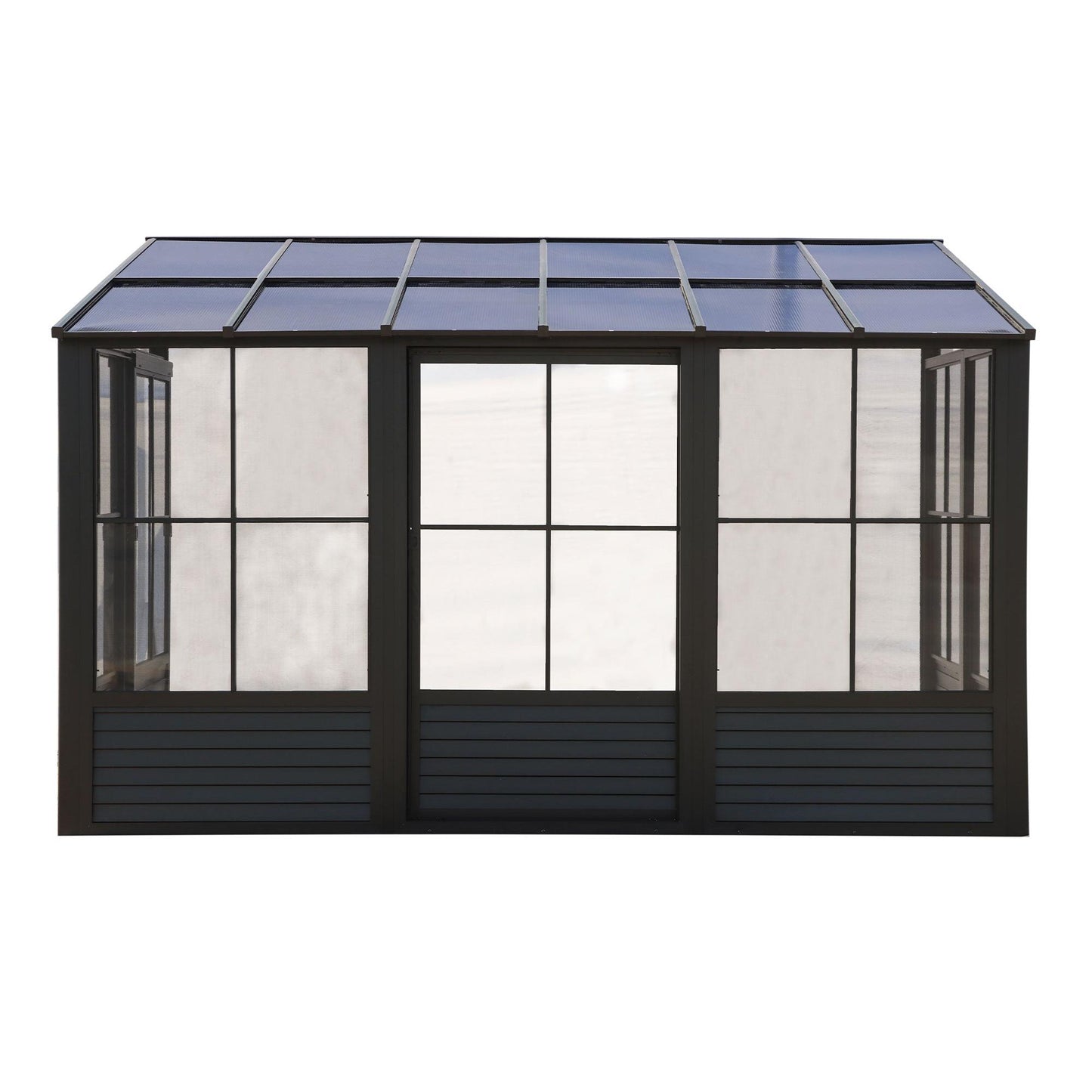 Florence Aluminum Wall Mounted Sunroom PC Roof 10 x 12 ft. | Gazebo PenGuin-Delightful Yard