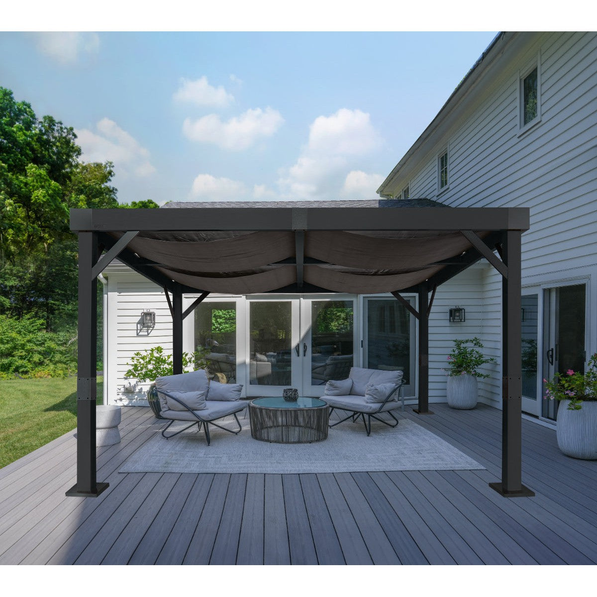 Fontana Black Aluminum 10 x 12 ft Pergola| Sojag-Delightful Yard