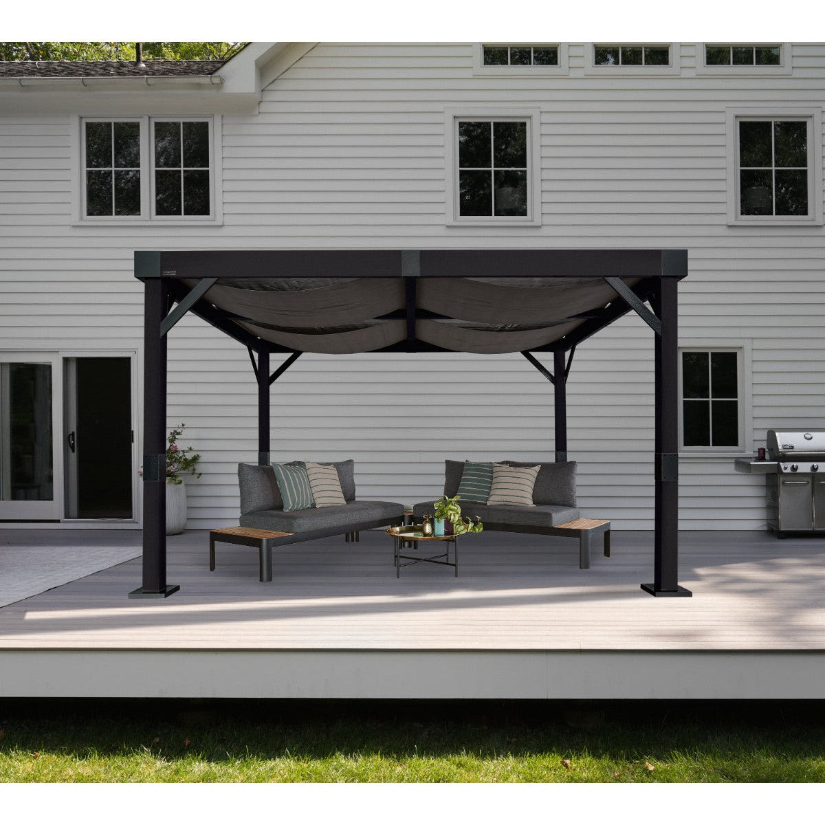 Fontana Black Aluminum 10 x 12 ft Pergola| Sojag-Delightful Yard