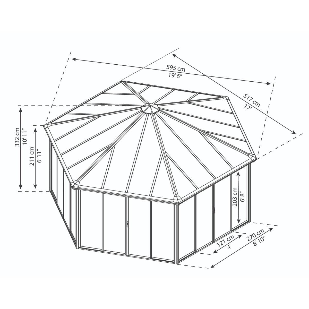 Garda Enclosed Gazebo Solarium 17 x 20 ft. | Palram-Canopia-Delightful Yard