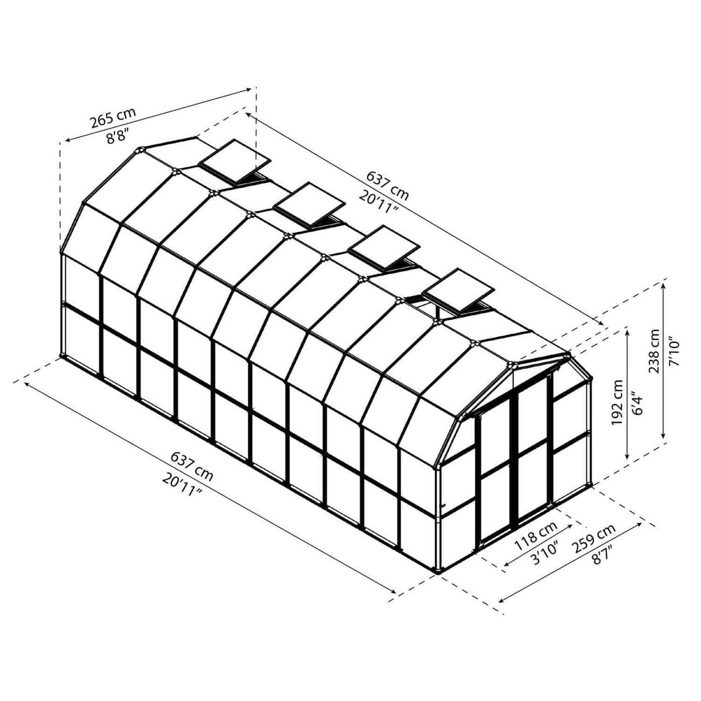 Rion Grand Gardener Greenhouse 8 x 20 ft. - Delightful Yard