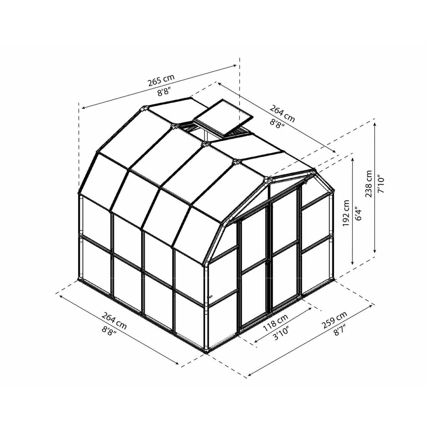 Rion Grand Gardener Greenhouse 8 x 8 ft. - Delightful Yard