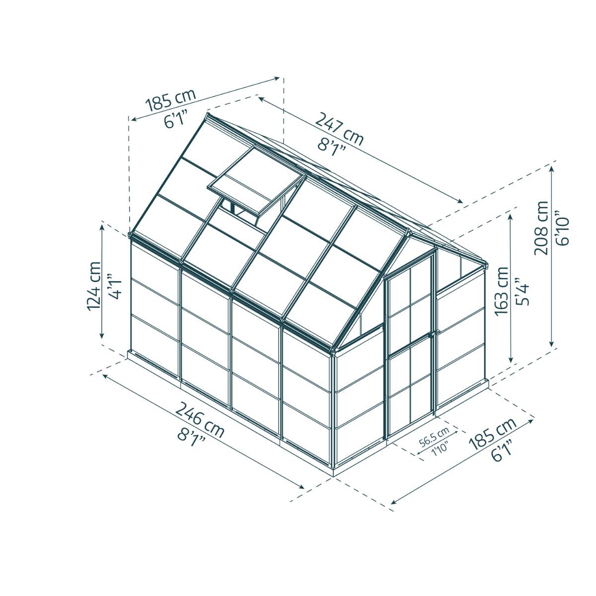 Harmony Polycarbonate Greenhouse 6 x 8 ft. Grey Frame | Palram-Canopia-Delightful Yard