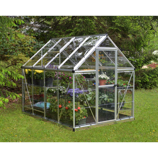 Harmony Polycarbonate Greenhouse 6 x 8 ft. Silver Frame | Palram-Canopia-Delightful Yard