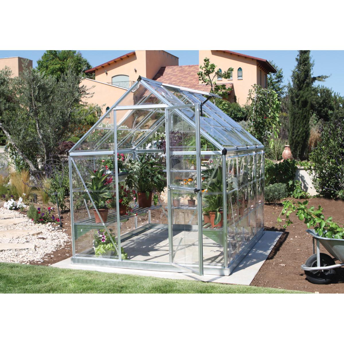 Harmony Polycarbonate Greenhouse 6 x 8 ft. Silver Frame | Palram-Canopia-Delightful Yard