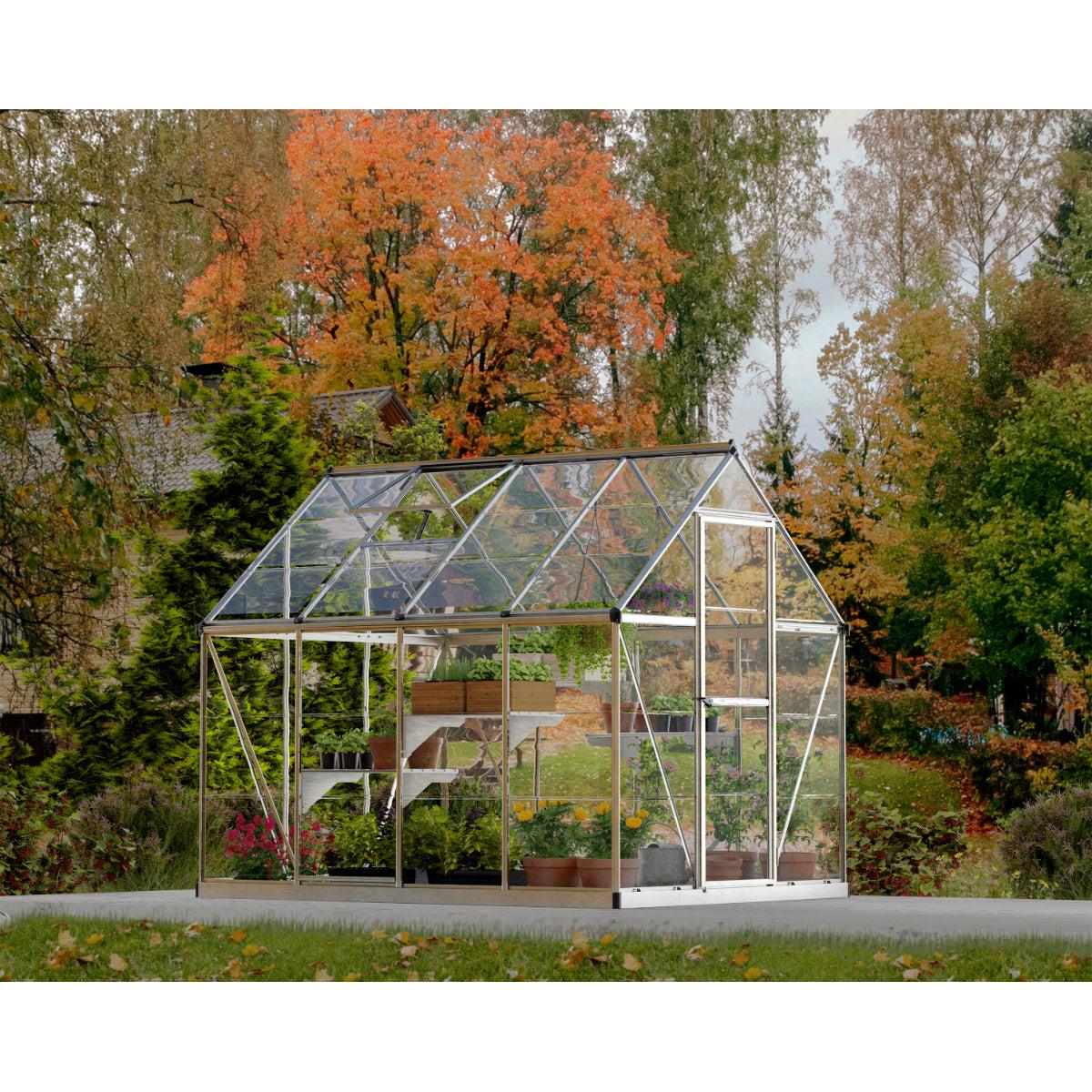 Harmony Polycarbonate Greenhouse 6 x 8 ft. Silver Frame | Palram-Canopia-Delightful Yard