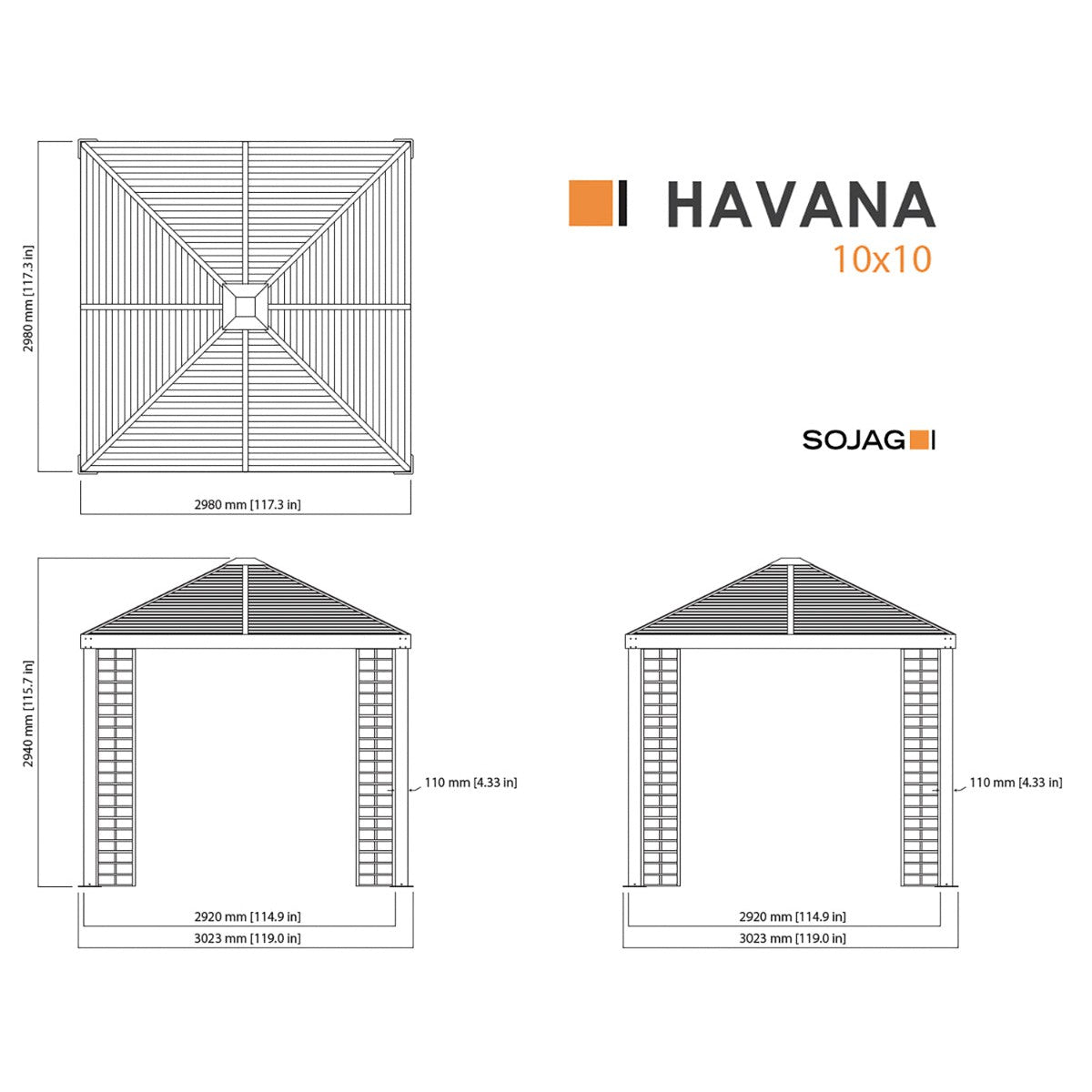 Havana Aluminum Gazebo 10 x 10 ft | Sojag-Delightful Yard