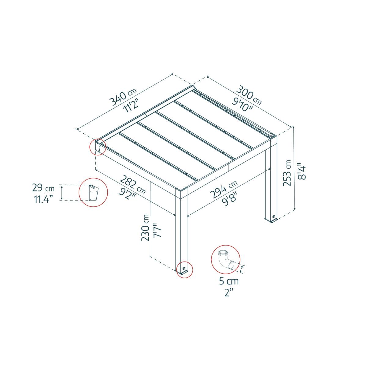 Helsinki Cedar Wood Patio Covers 10 x 11 ft. Solid Panels | Palram-Canopia-Delightful Yard