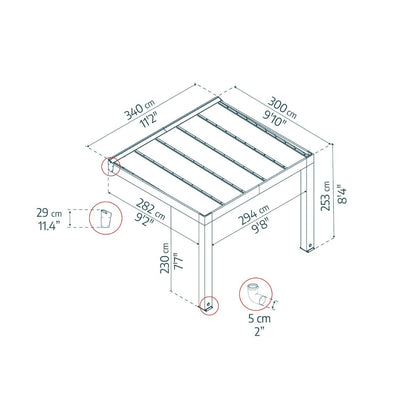 Helsinki Cedar Wood Patio Covers 10 x 11 ft. Solid Panels | Palram-Canopia-Delightful Yard