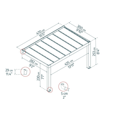 Helsinki Cedar Wood Patio Covers 10 x 15 ft. Solid Panels | Palram-Canopia-Delightful Yard