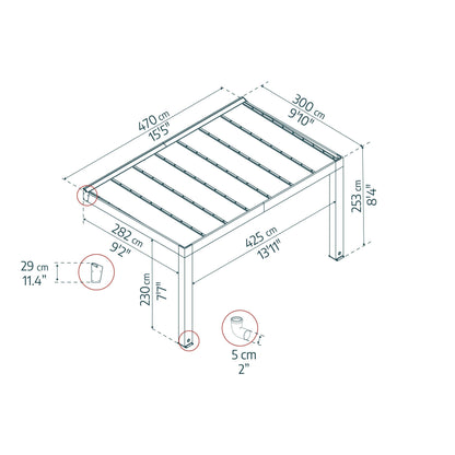 Helsinki Cedar Wood Patio Covers 10 x 15 ft. Solid Panels | Palram-Canopia-Delightful Yard