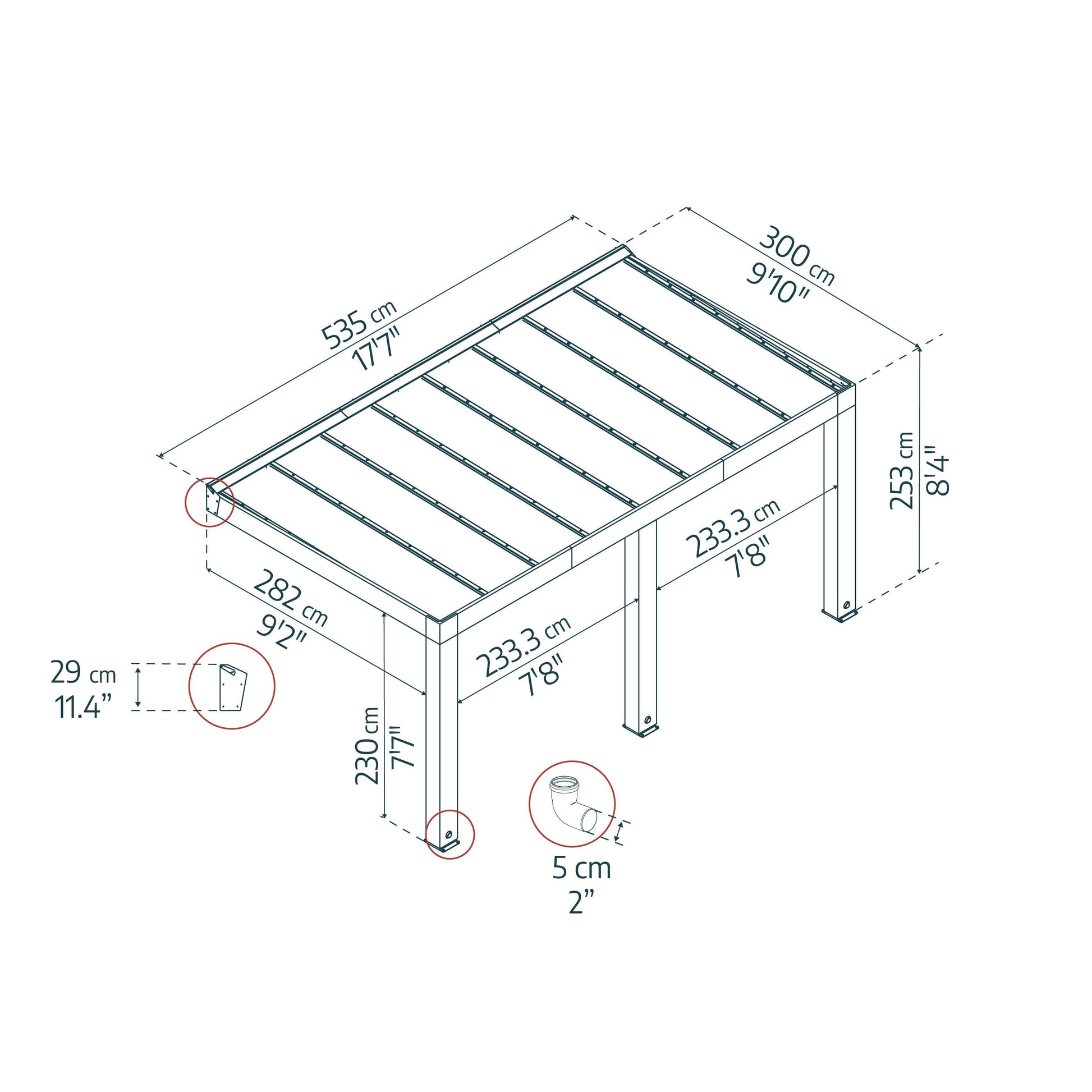Helsinki Cedar Wood Patio Covers 10 x 17 ft. Solid Panels | Palram-Canopia-Delightful Yard