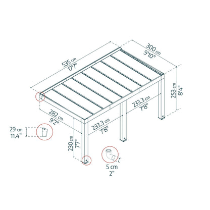 Helsinki Cedar Wood Patio Covers 10 x 17 ft. Solid Panels | Palram-Canopia-Delightful Yard