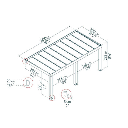 Helsinki Cedar Wood Patio Covers 10 x 20 ft. Solid Panels | Palram-Canopia-Delightful Yard
