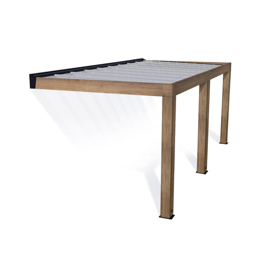 Helsinki Cedar Wood Patio Covers 10 x 20 ft. Solid Panels | Palram-Canopia-Delightful Yard