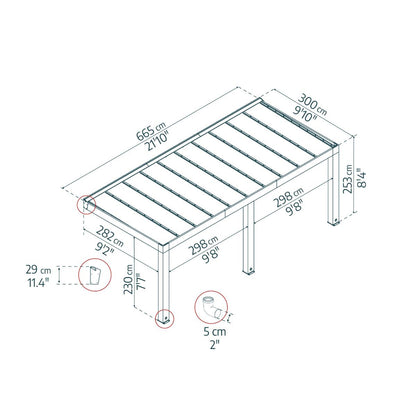 Helsinki Cedar Wood Patio Covers 10 x 22 ft. Solid Panels | Palram-Canopia-Delightful Yard