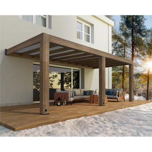 Helsinki Cedar Wood Patio Covers 10 x 22 ft. Solid Panels | Palram-Canopia-Delightful Yard