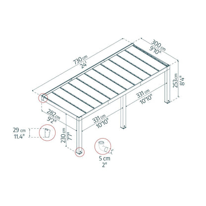 Helsinki Cedar Wood Patio Covers 10 x 24 ft. Solid Panels | Palram-Canopia-Delightful Yard
