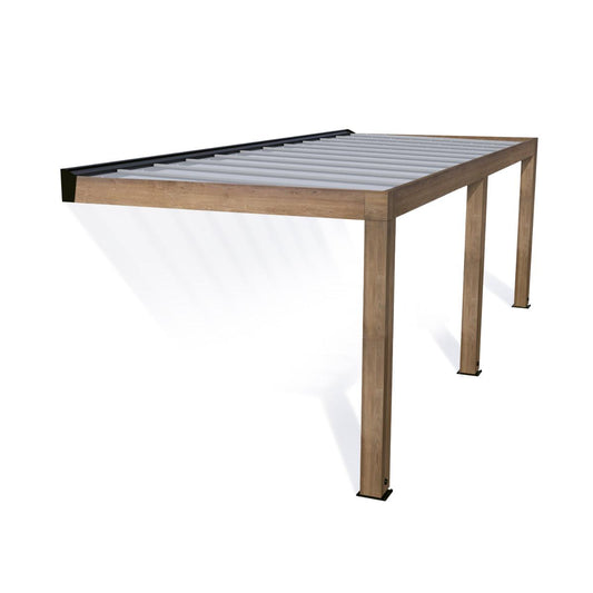 Helsinki Cedar Wood Patio Covers 10 x 24 ft. Solid Panels | Palram-Canopia-Delightful Yard