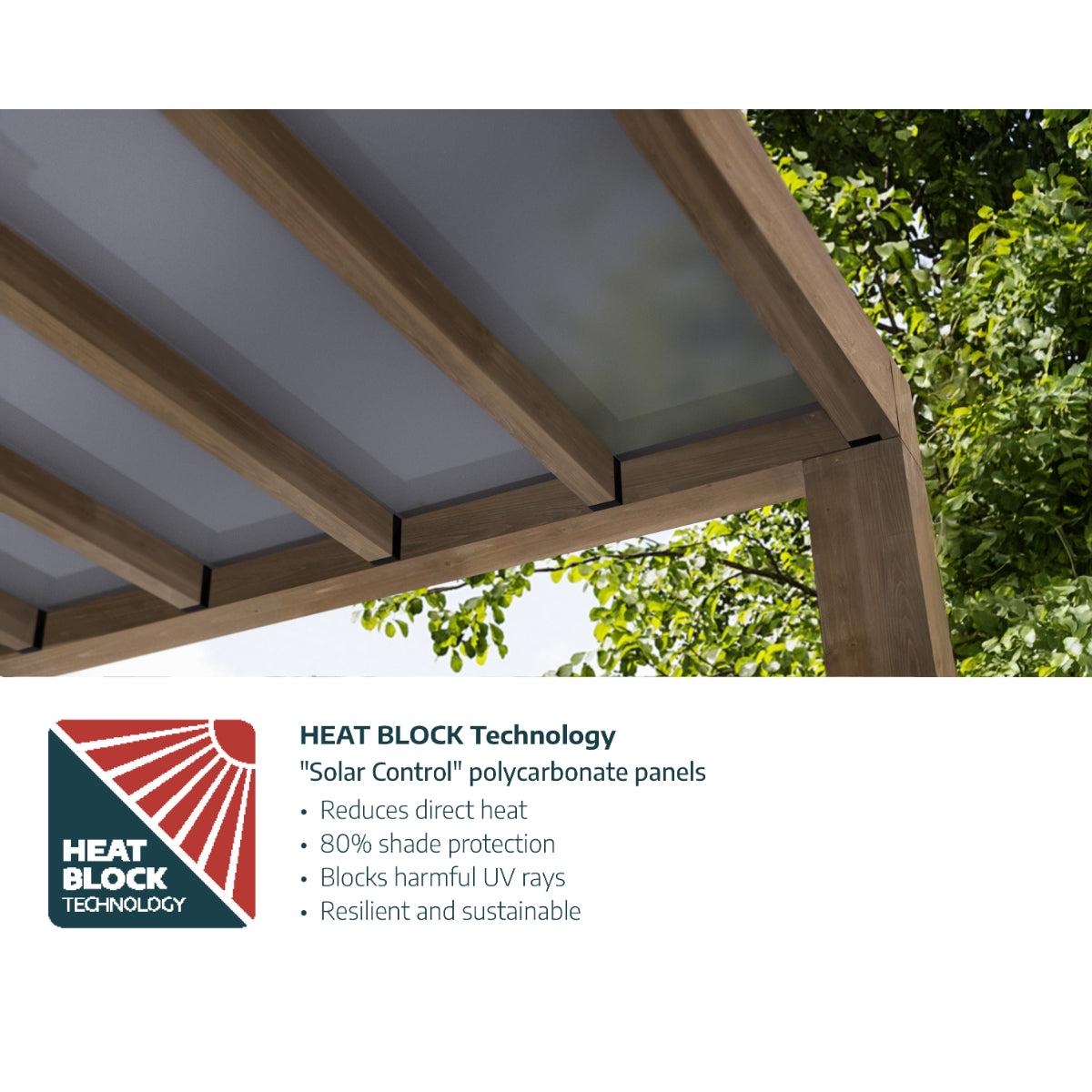 Helsinki Cedar Wood Patio Covers 10 x 32 ft. Solid Panels | Palram-Canopia-Delightful Yard