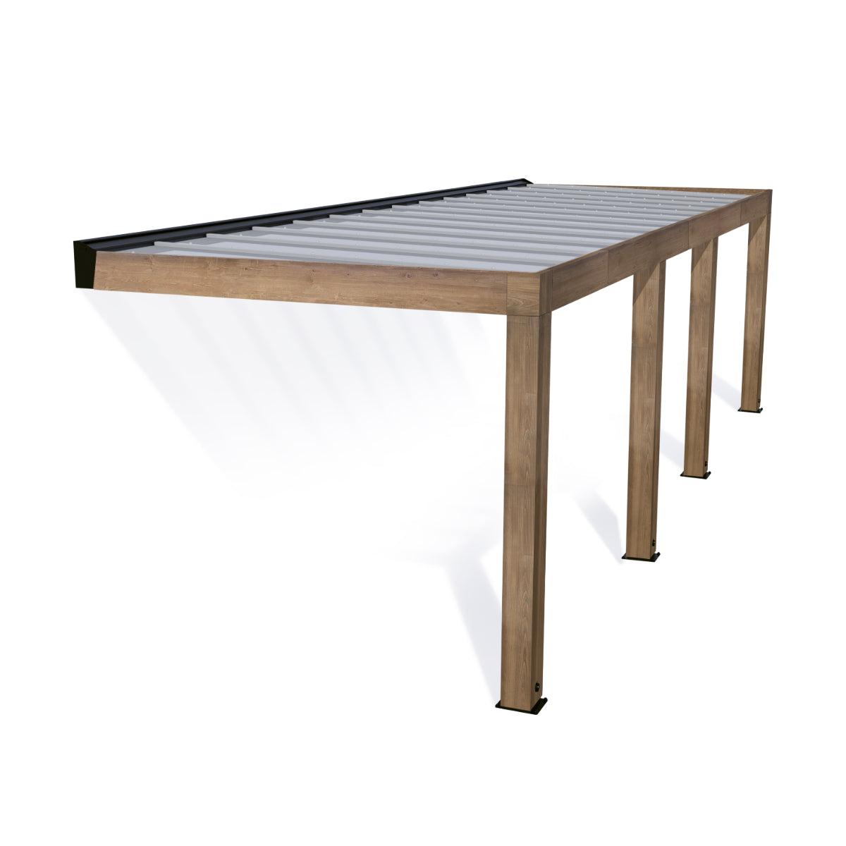 Helsinki Cedar Wood Patio Covers 10 x 28 ft. Solid Panels | Palram-Canopia-Delightful Yard