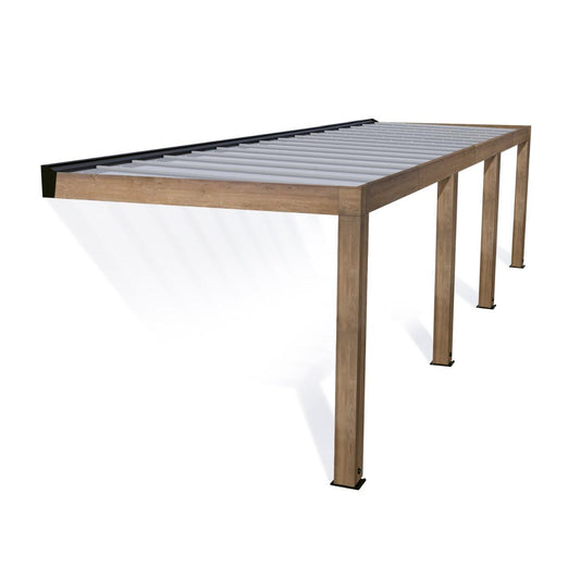 Helsinki Cedar Wood Patio Covers 10 x 32 ft. Solid Panels | Palram-Canopia-Delightful Yard